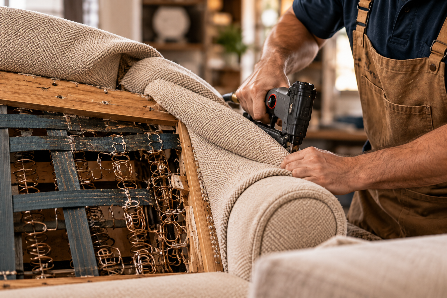 Upholstery restoration detail