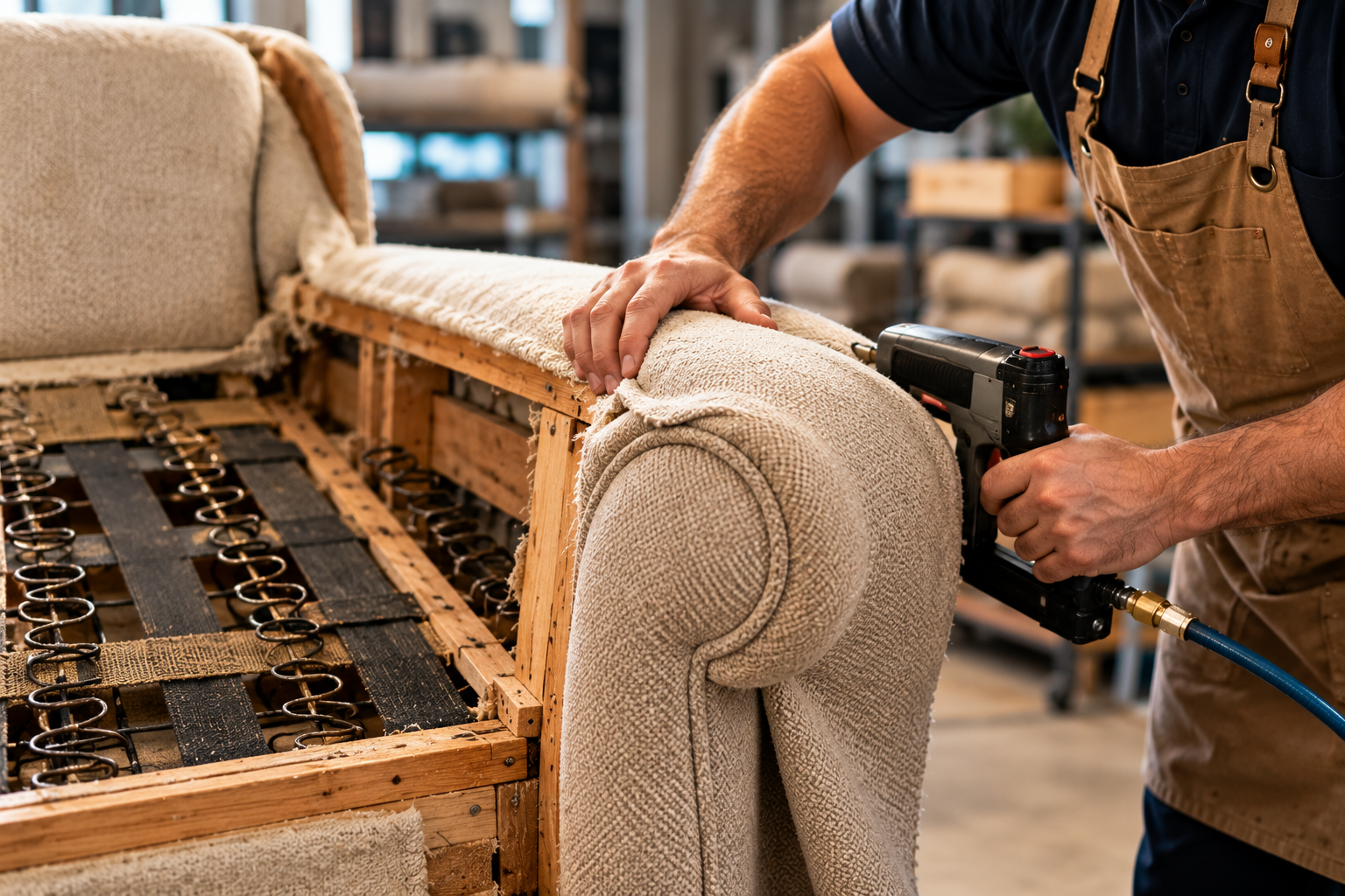Furniture restoration fabric detail