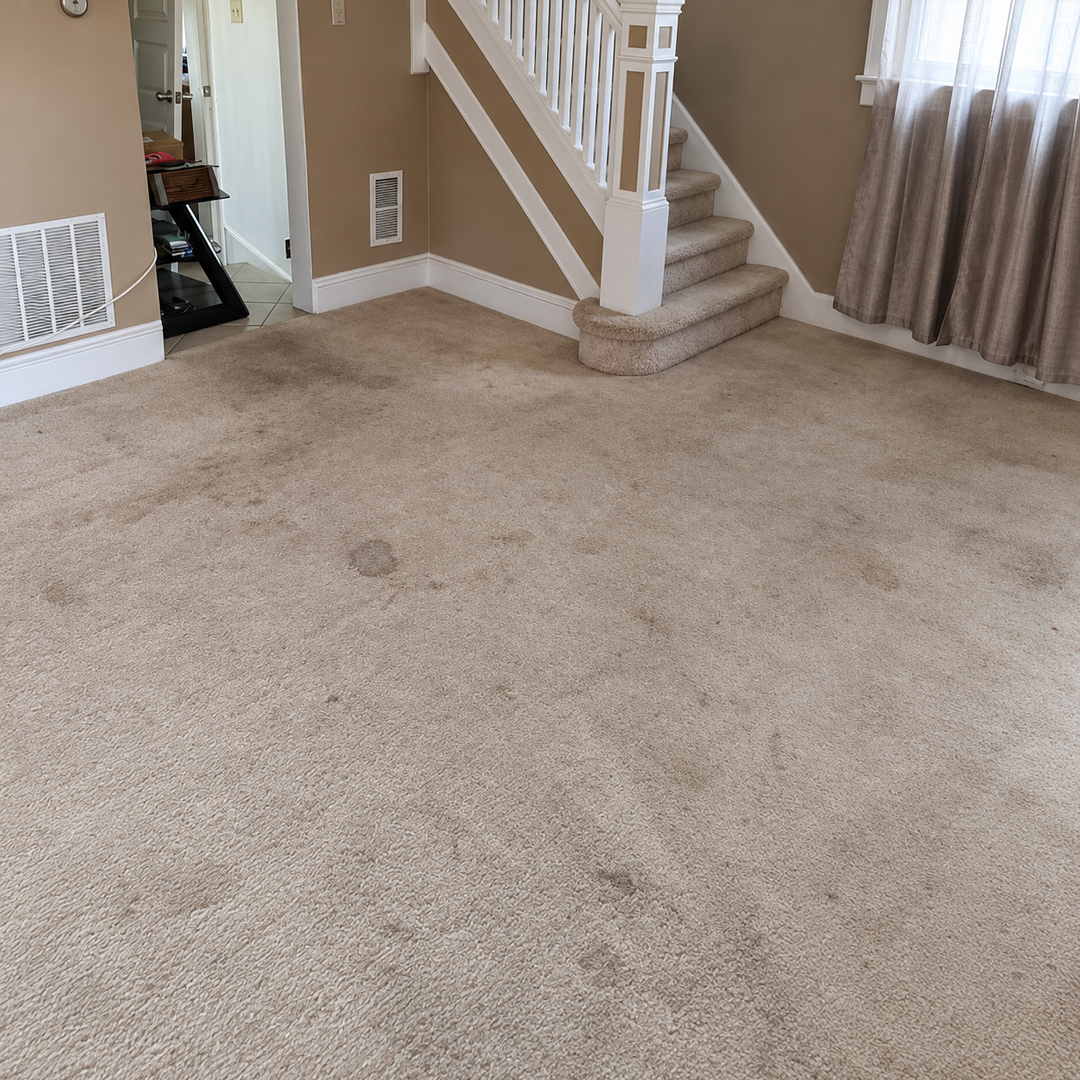 Dirty carpet before professional cleaning