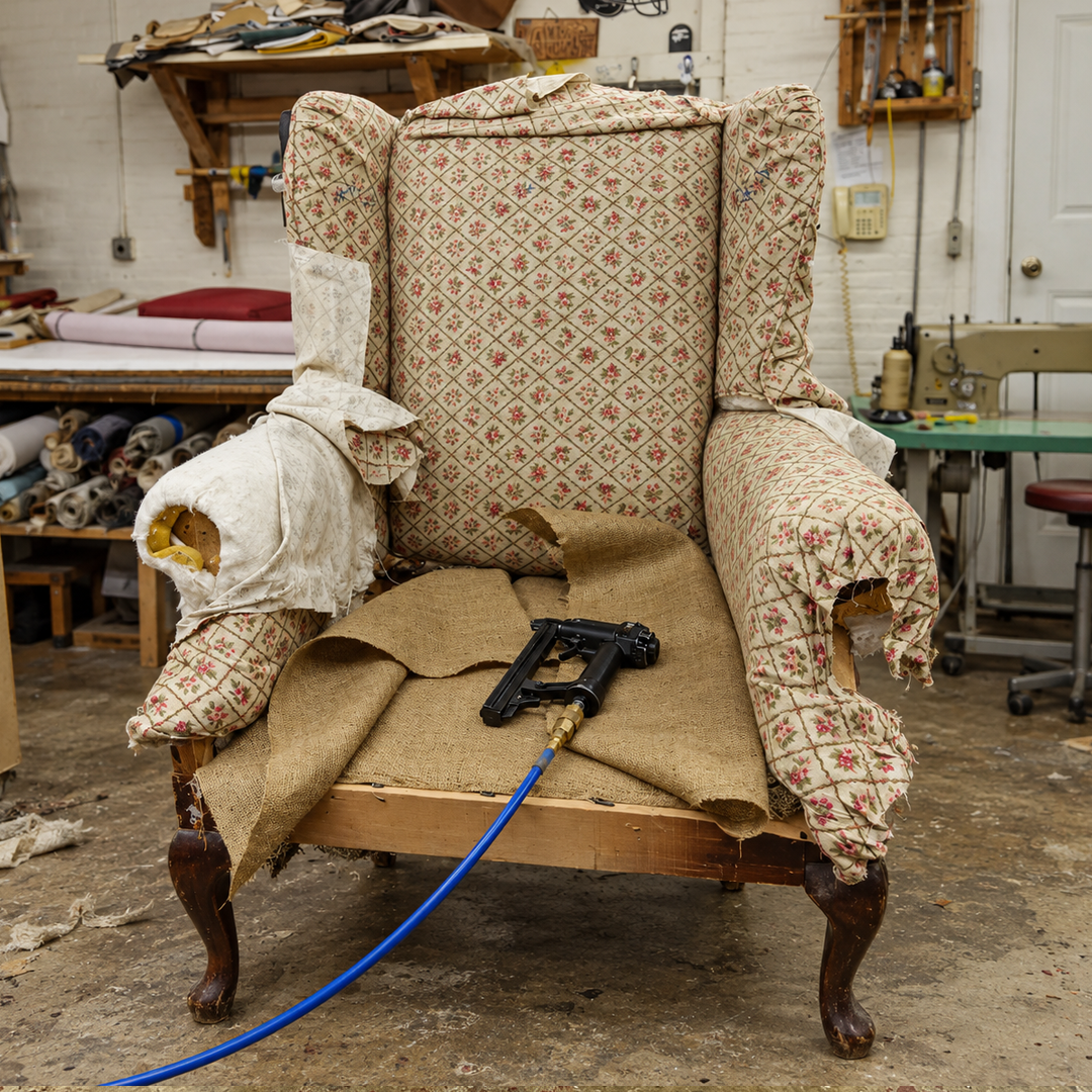 Furniture before upholstery restoration