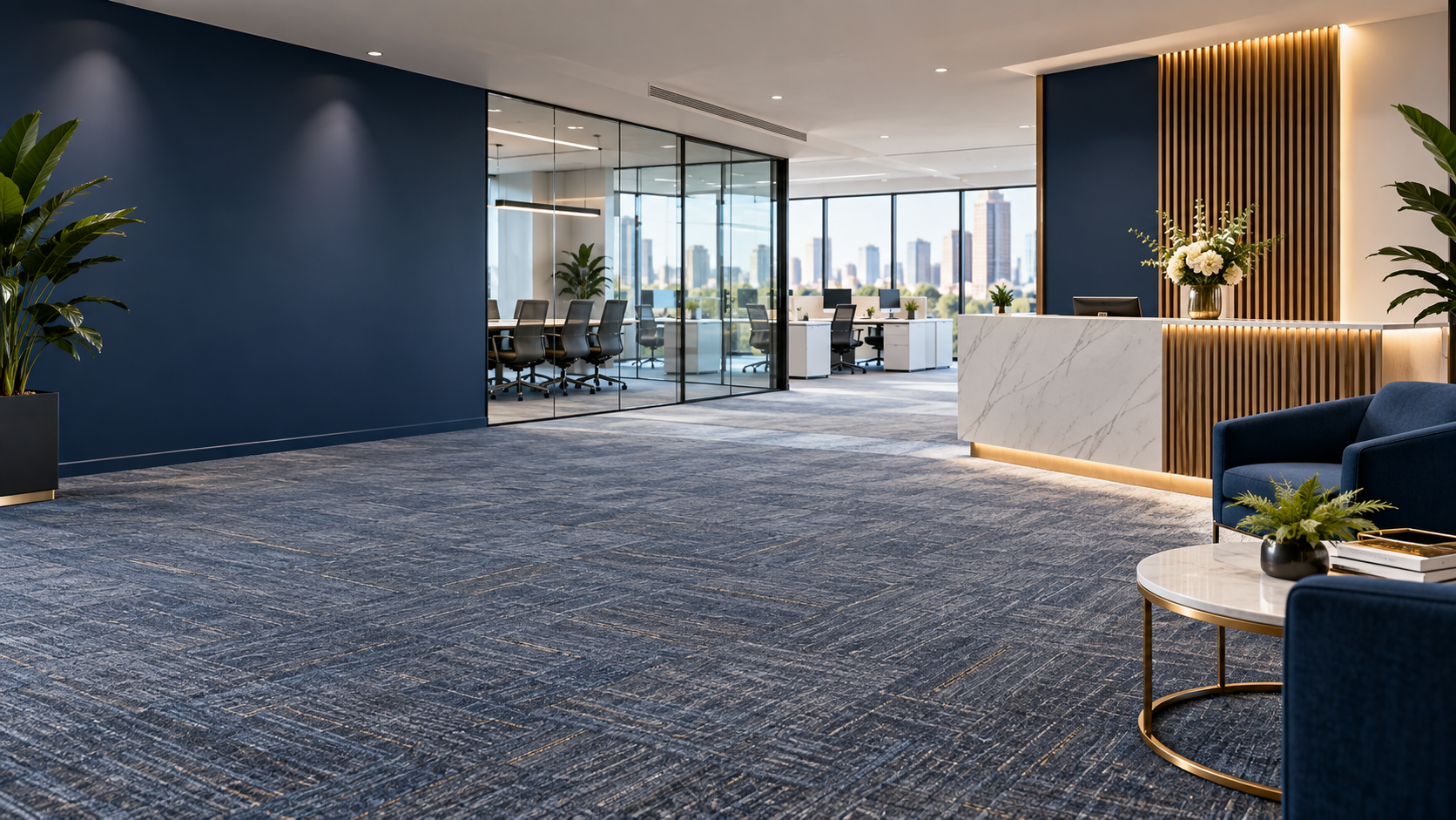 Freshly cleaned commercial office reception